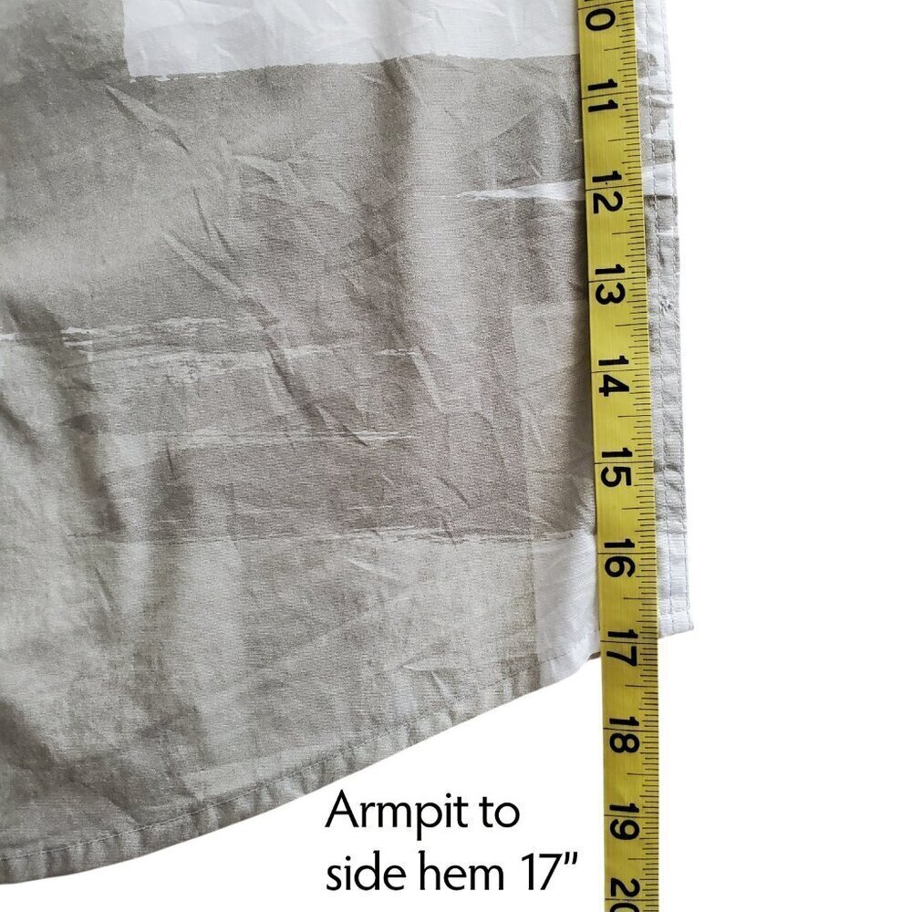 ALFANI All Cotton Painted Blocks Regular-Fit Stretch Printed Button-Down Shirt M - Picture 12 of 13